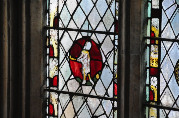 Church window in Gloucester depicting a Crolf player